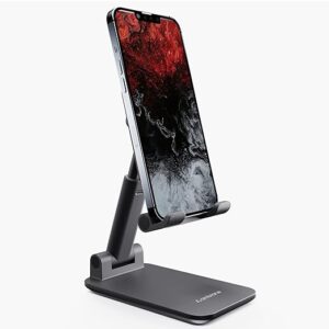 Mobile Holding Tabletop Stand, 0-135 Perfect View, Height Adjustment, Wide Compatibility, Multipurpose, Anti-Skid Design (Twistand, Black)