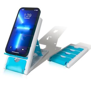 Smartphone Stand, Tabletop, Foldable, Mobile Phone Stand, Tablet Stand, Smartphone Holder, Adjustable Height, Anti-Slip, Lightweight, Compact, Portrait and Horizontal, Easy to Carry(Sky Blue)