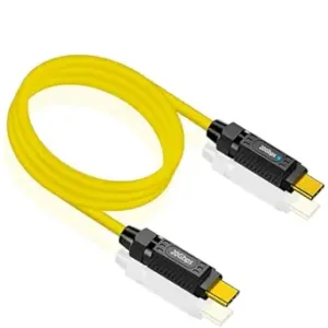 Usb C To Usb C Cable 140W Usb 3.1 Type C Charging Cable,Fast Charging 20Gbps Usb Type C Charger Cord,With Led Light,Support 8K@60Hz For Macbook Pro,3.3Ft,Yellow