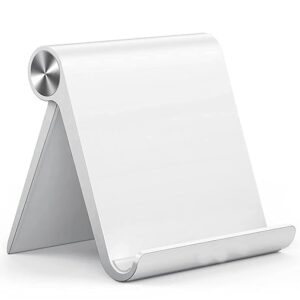Uph1W Multi Angle Tablet/Mobile Stand. Phone Stand Holder for iPhone, Android, Samsung, Oneplus, Xiaomi. Portable, Foldable Stand.Perfect for Bed,Office, Home,Gift and Desktop (White) Tabletop