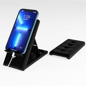 Smartphone Stand, Tabletop, Foldable, Mobile Stand, Phone Stand, Tablet Stand, Smartphone Holder, Adjustable Height, Lightweight, Compact, Portrait and Horizontal, Easy to Carry(Black)