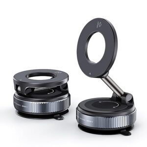 Magnetic Mobile Phone Stand with Strong Magnets | 3-Axis Adjustable Arm | Heavy Duty Suction Mount for Desk, Wall, Car & Gym | Universal Holder for All Mobiles – Black