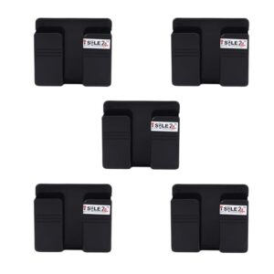 Wall Mounted Mobile Holder| Multipurpose Stand for Phone Charging & Remote Storage | Wall Mount Organizer for Bedroom & Office | Space-Saving Holder with Charging Hole (Black-5PC)