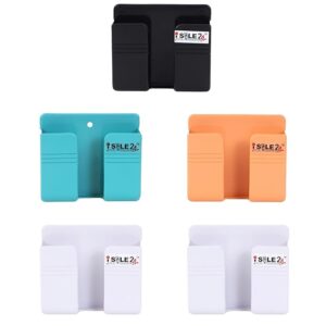Wall Mounted Mobile Holder| Multipurpose Stand for Phone Charging & Remote Storage | Wall Mount Organizer for Office | Space-Saving Holder with Charging Hole (Green,Black,Orange & White-5PC)