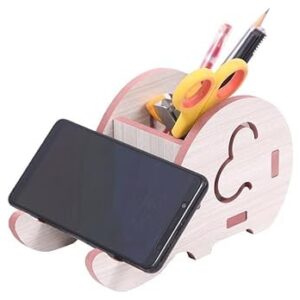 Steel Furniture Handmade Wooden Wall Mounted Mobile Stand & Holder with Charging Slot | Elegant and Functional Phone Organizer for Home or Office | Stylish Space-Saving Design (Pink - 2)