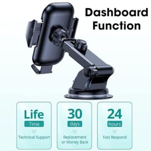 Car Phone Holder Mount, [Military-Grade Suction & Super Sturdy Base] Universal Phone Mount for Car Dashboard Windshield Air Vent Hands Free Car Phone Mount for All Smarphone iPhone Android