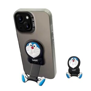Adorable Cartoon Silicone Phone Stand – Fun Adhesive Kickstand with Extendable Cartoon Legs, Flexible & Durable, Universal Cute Desk Accessory Compatible with All Smartphones-Doremon Black