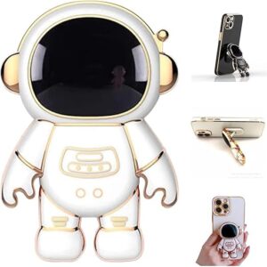 Cute Phone Stand Holder,Creative Astronaut Design Foldable Cell Phone Kickstand for Desk,Bling Creative Phone Ring Compatible All Phones and Tablets for Men & Woman-White