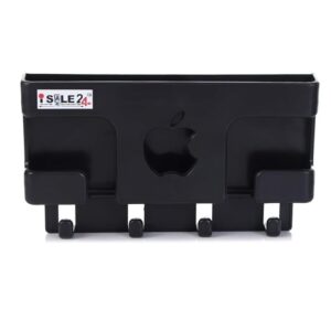 Wall Mount Mobile Holder & Remote Organizer | Plastic Storage Case for AC/TV Remotes | Multi-Purpose Wall Charging Stand | Smart Wall Gadget for Home & Office (Black-1PC)