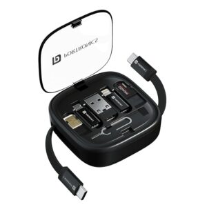 Snapcase 2 60W Multifunctional Fast Charging Data Cable Kit With Retractable Cable, Conversion Set USB A & Type C to Male Micro/Lightning,Sim Storage,Sim Eject Pin