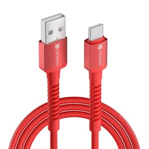 Konnect X Unbreakable Nylon Braided USB A to Type C Cable with 6Amp Output, Compatible with OnePlus, Oppo, iPhone 15, iPad & other Type C Smartphone & Devices, 1M Length (Red)