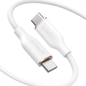 Type C to Type C 100W Flow Cable, 6ft White, Powerline III Flow Cable, Super Fast Charging Cable (50% Charge in 30 mins), 25X More Durable, Data Sync Compatibility & Power Delivery (White)