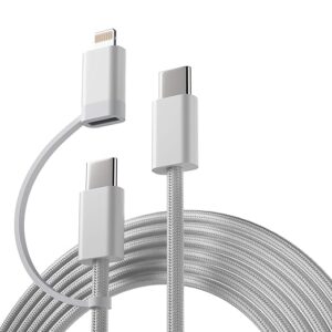 2 IN 1 60W USB-C to Lightning & Type-C Charging Cable [MFi Certified] Fast PD Charging for iPhone 16e/16/16 Plus/16 Pro & Pro Max,iPhone 15/15Plus/15 Pro & Pro Max,14/13/12/11 Series & More