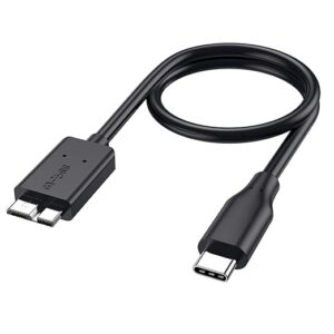 Hard Drive Cable USB C Type C to Micro-B USB 3.0, 10Gbps Fast Charging Compatible WD Elements, My Passport Seagate Expansion, Toshiba, MacBook Pro Air Samsung M3, Galaxy S5, Maxtor, S5/Note 3