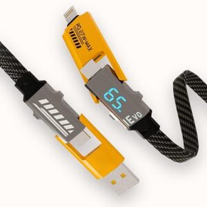 4-in-1 Universal Braided Charging Cable with Multiport LED Display | Fast Charging & Data Transfer | Intelligent Chip Protection | Compatible with Android, iOS, Tablets, iPads & MacBook