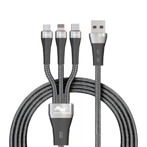 Multi-Connector Braided USB Charging Cable, 40W, 20W, 100W, 3 in 1 USB Cable