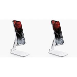 Mobile Holding Tabletop Stand, 180 Perfect View, Height Adjustment, Wide Compatibility, Multipurpose, Anti-Skid Design (Twistand, White) (Pack of 2)