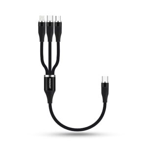 TRIX USB Type C to 3 in 1 Short (0.3meter) 100W Fast Charging Cable, 3Amp Multi Charger Cable for Micro USB, iOS and Type-C Devices, Mobile Tablet PC Laptop Android Smartphone cable (BLACK)