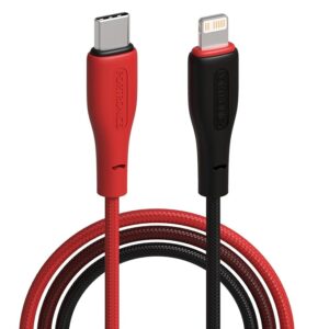 Hue X 20W Dual Tone Colour Type C to 8 Pin Fast Charging Cable for iPhones,iPads, Laptops & Other 8 Pin Devices, 480Mbps Data Sync, Premium Braided Cable (Black+Red)