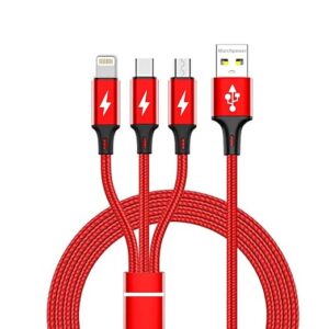 VAR-NI 3 in 1 Cable Nylon Braided | 3 In 1 Multi Pin Cable With USB To Type-C/Micro Usb/Lightning | Compatible With Xiaomi,Oppo,Vivo,Motorola,iPhone,iPads,And Many Devices (1metre)