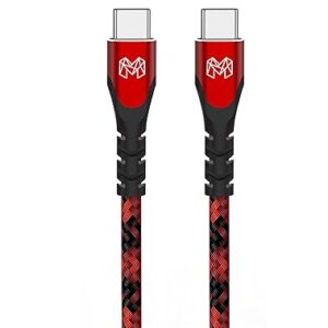 USB C to C Cable 100W [2 Meter 6.6ft] PD 5A Fast Charging 480Mbps Data Sync Nylon Braided Unbreakable Type C to Type C Cable for Smartphones Tablets Laptops Type C Devices PD Technology (RED)