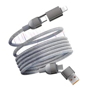 4in1 240W Magnetic Cable Laptop Chargeable PD Cable | Type C | USB | iOS | Fast Charging Data Cable With EMK Chip Nylon Braided For Smartphones And Laptops 1 Meter (240W 4in1)
