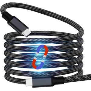 Data Magnetic Coiled Type C to C Charging Cable, 65W / 3.1A Nylon Braided for Laptops & Smartphones, PD & QC 3.0 Fast Charging, 1 Meter - Black (Magnetic Cabel (C to C))