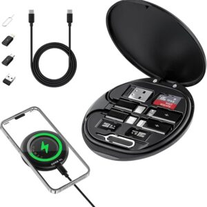 All in One 60W USB Type C Fast Charging Cable Set, Micro USB and Lightning Port adapter kit with Inbuilt Phone Stand Compatible with iPhone, iPad, Mobile, Tab and Other Devices - Black