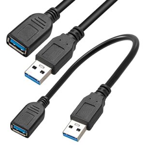 15cm SuperSpeed USB 3.0 Male to Female Extension Cable 5GBps for Laptop/PC/Mac/Printers- Black