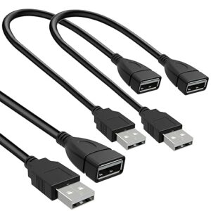 2 Pack (30cm) Adjustable Flexible USB 2.0 Male to Female Extension Plug/Socket Adapter Cable - Worlds Shortest USB 2.0 Extension Cable