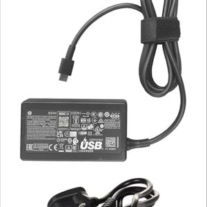 65W USB C Laptop Charger AC Adapter Replacement for HP Spectre X360,Spectre,Elitebook x360,Elitebook,Envy,Chromebook,Elite x2,ProBook Travel Type C (Fit with 3 Pin Power Cable)