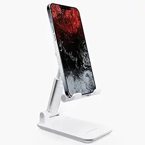 Mobile Holding Tabletop Stand, 0-135 Perfect View, Height Adjustment, Wide Compatibility, Multipurpose, Anti-Skid Design (Twistand, White)