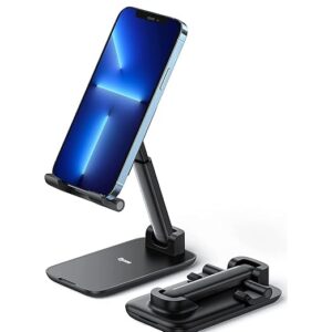 Height Adjustable, Angle Adjustable, Fully Foldable, Anti-Slip Tabletop Mobile Phone Stand/Holder Compatible for Vivo, Oppo, iPhone, Samsung and All Mobile Phones