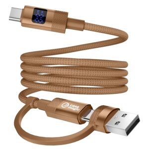 2-in-1 Type-C to Type-C Cable & USB-A to Type-C Cord| 60W Fast Charging, 480Mbps Data, LED Display, Nylon Braided| For Smartphone Tablet iPhone iPad Laptop MacBook Samsung S25/S24/Flip (1M)