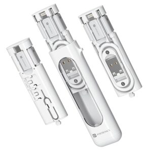 Snapcase 4 60W Multifunctional Fast Charging Data Cable Transparent Kit, Conversion Set USB A & Type C to Male Micro/Type C/Lightning, Data Transfer, Sim Storage, Sim Eject Pin,Pocket Size-White