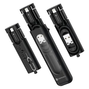 Snapcase 4 60W Multifunctional Fast Charging Data Cable Transparent Kit, Conversion Set USB A & Type C to Male Micro/Type C/Lightning, Data Transfer, Sim Storage, Sim Eject Pin,Pocket Size