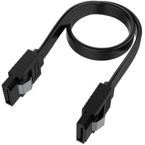 SATA Cable III 6Gbps Straight HDD SDD Data Cable with Locking Latch 16 inches Compatible for SATA HDD, SSD, CD Driver, CD Writer, Black