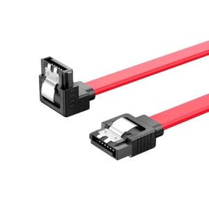 SATA III Cable,90 Degree Right-Angle 18-inch SATA III 6.0 Gbps 7pin Female to Female Data Cable with Locking Latch, Red(Pack-of-1 90degree)