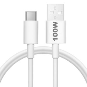 Original 100W Flash USB Type C Mobile Data Charging Cable for Vivo V30/V29/V28/V27/V25/V23e/V23 pro/V21 5G/Iqoo Neo 9 pro/12 5G/Neo 7 pro/Z7/Z7S/Z6 Lite/11/Z6 44W/T2/Iqoo 9- White