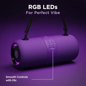 14W Bluetooth Speaker with Upto 9 Hours Battery, RGB LEDs, IPX7 and TWS Feature((Techno Purple)