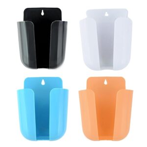 Mobile Holder for Home 4 Pc - Wall Mounted Charging Stand and Remote Holder, Multicolour Organizer Case with Port Plug Multi-Functional Storage Box for Home Bedroom Office Accessories