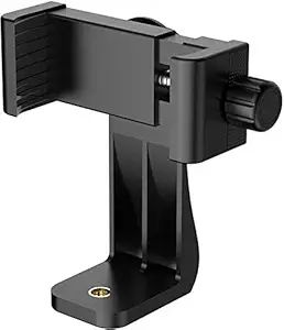 360° Degree Cell Phone Holder with Adjustable Clamp Phone Tripod Mount Adapter Compatible with Smartphones & All Types of Tripods - Black