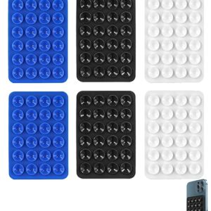 6Pcs Suction Phone Case, Phone Suction Sticker, Silicone Suction Phone Case for Hands-Free Mobile Accessory Holder Grip, Video Phone Accessory Compatible Mirror, Shower-2Black,2Blue,2White