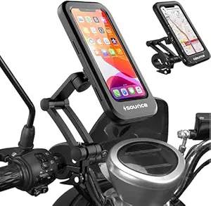 Bike Phone Mount Waterproof Cell Phone Holder 360 Rotation Motorcycle Smartphone Case Universal Bicycle Handlebar Sensitive Touch Screen Fit Below 4-7.2 Inches Smartphone (Black)