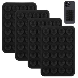 4Pcs-Black Suction Phone Case, Phone Suction Sticker, Silicone Suction Phone Case for Hands-Free Mobile Accessory Holder Grip, Video Phone Accessory Compatible Mirror, Shower