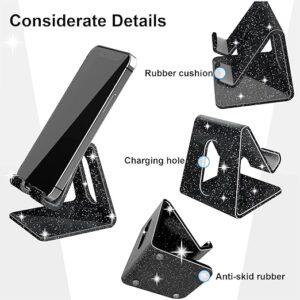 Acrylic Cell Phone Stand, Portable Phone Holder, Phone Stand for Desk, Compatible with Phone16 15 14 13 12 Pro Max Mini 11 Xr 8 Plus SE, Switch, Android Smartphone, Pad, Tablet, Glitter Black