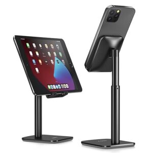 Mobile Stand for Table Height Adjustable Aluminium Phone Stand Holder for iPhone Kindle Stable Portable,Black