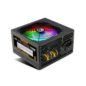 RAW Power 750 WATTS Gaming Power Supply/PSU - Non-Modular | 80 Plus Bronze Certified | 120mm RGB Fan | Active PFC | Flat Black Cables | 750 Watt - Black