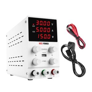 Nice-Power Factory Sps305 White Laboratory Dc Power Supply Variable Regulated Power Source 30V 5A Adjustable Voltage Regulator 150W