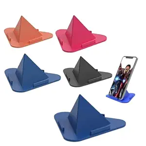 Portable Three-Sided Triangle Desktop Stand Mobile Paradise Universal Phone Pyramid Shape Holder Desktop Stand (Multi Color) (Pack of 5) Mobile Holder
